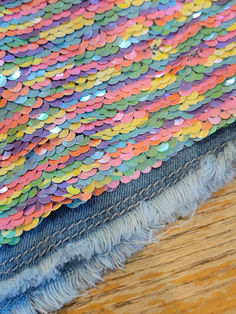 Justice Denim Shorts with Multicolor Sequin Front Denim Shorts. Girls Size 10 - Picture 9 of 9